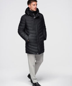Meeste tepitud kapuutsiga pikem jope Ombre Clothing