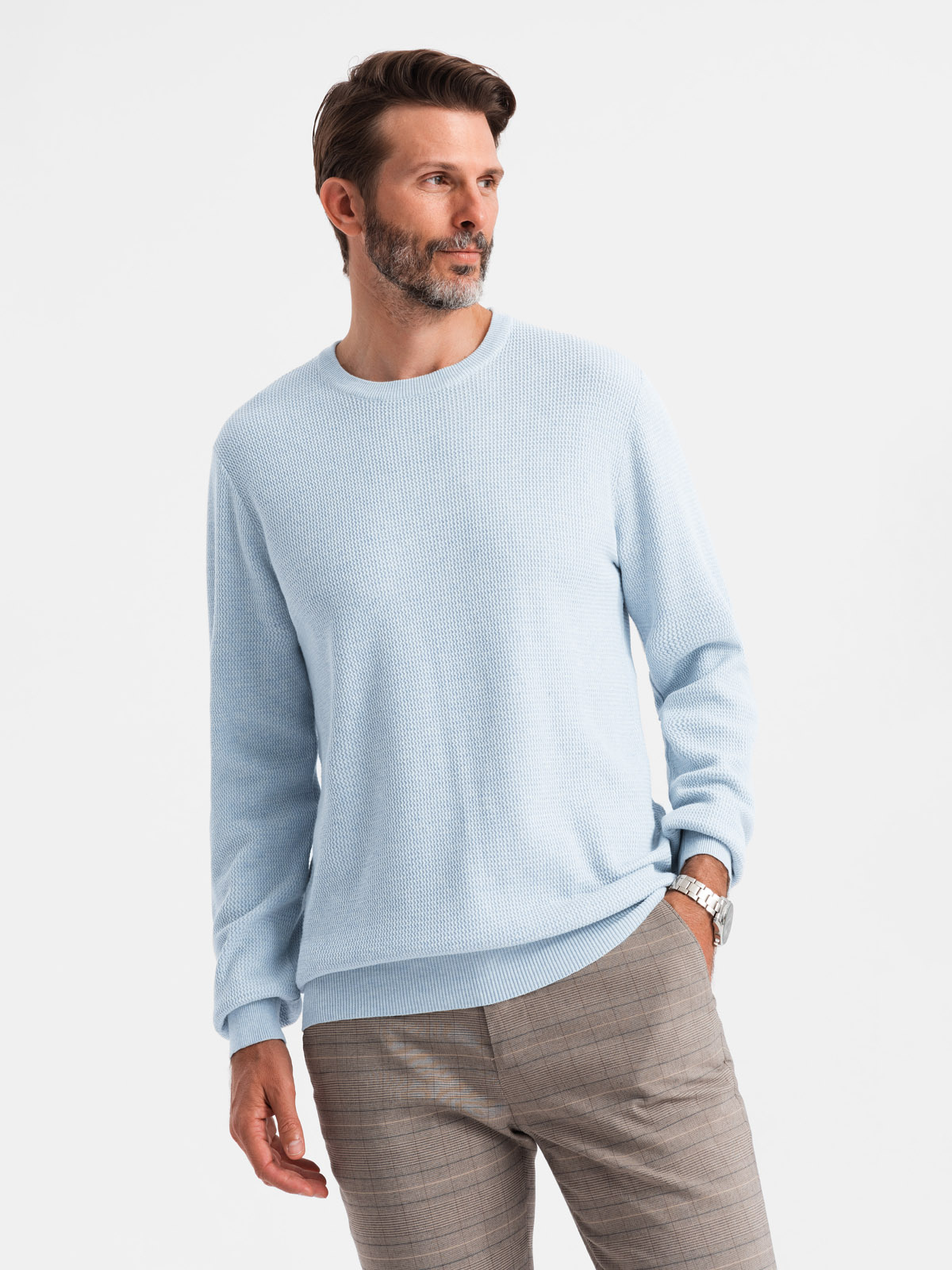 Ombre Clothing meeste kootud kampsun ümara kaelusega - Image 3
