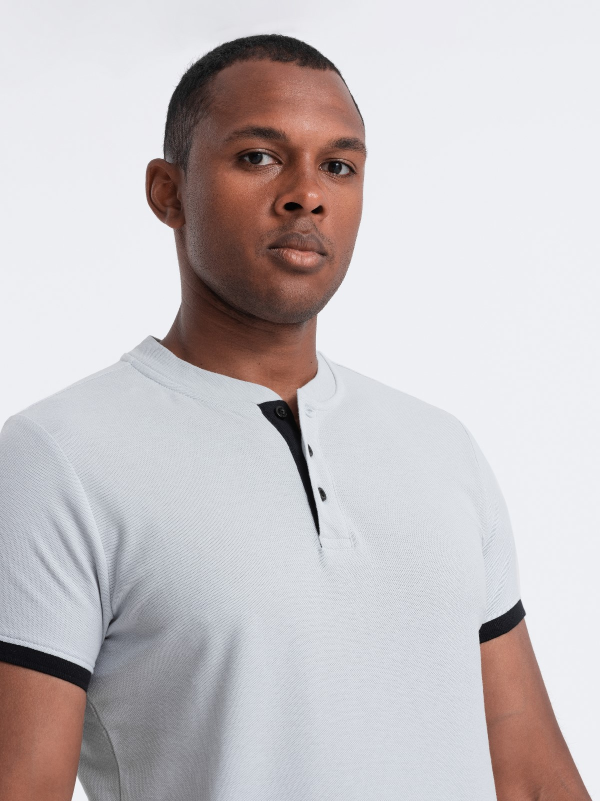 Meeste püstkrae ja nööpidega polosärk Ombre Clothing - Image 128