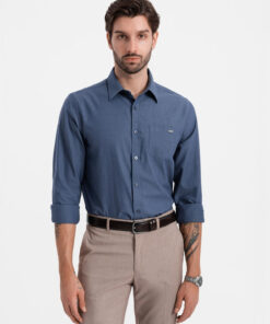 Meeste puuvillane triiksärk taskuga regular fit Ombre Clothing