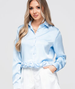 Lühike naiste triiksärk lipsukestega Ombre Clothing