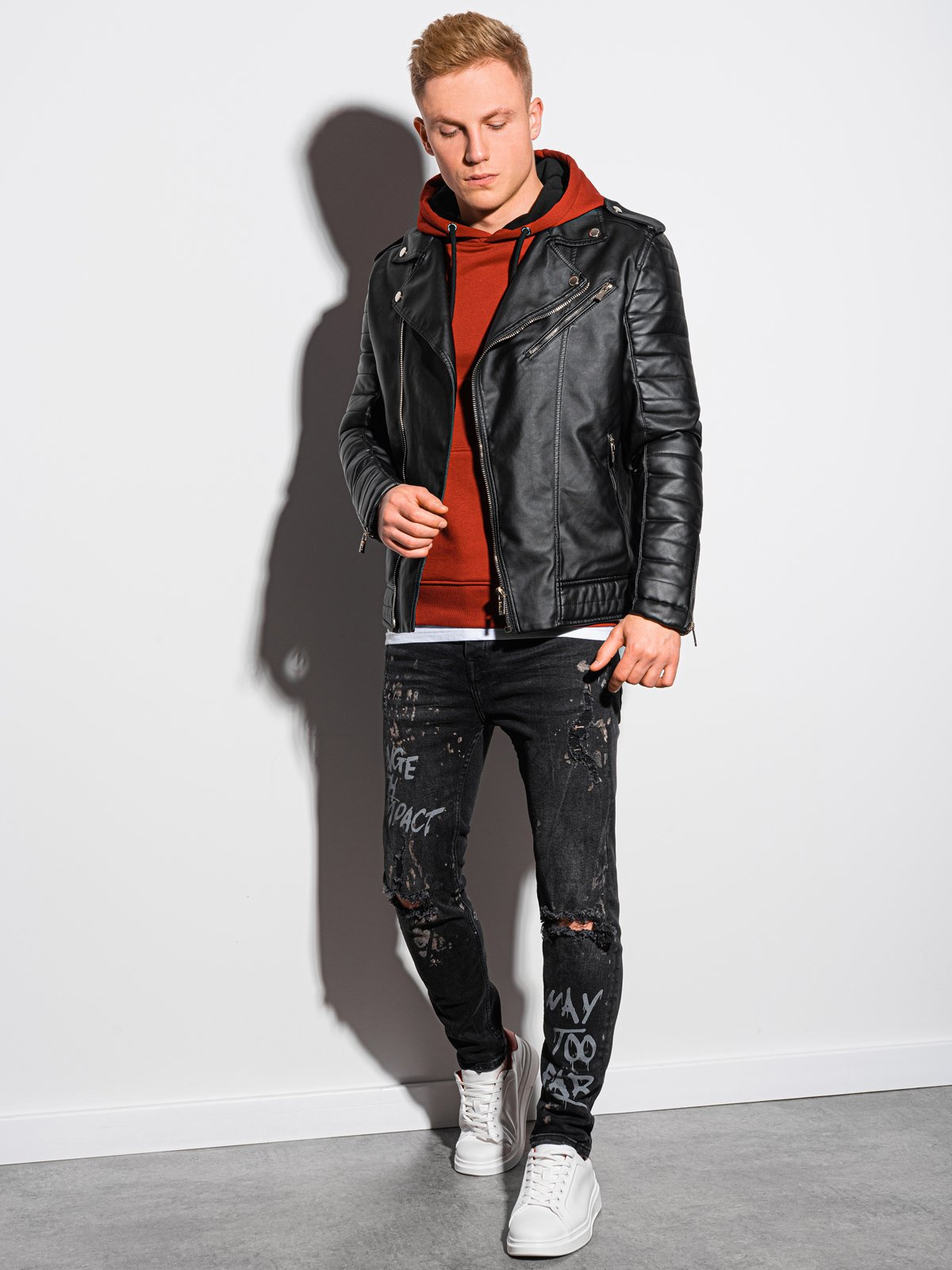 Meeste biker-stiilis jakk Ombre Clothing - Image 4