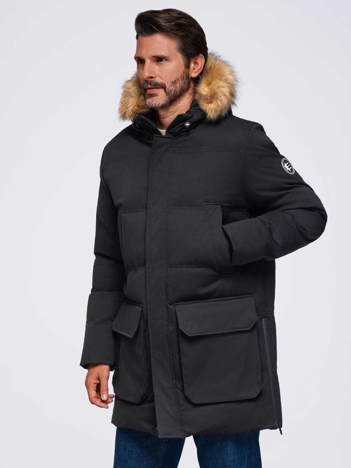 Ombre Clothing pikendatud tegumoega meeste talveparka kapuutsiga - Image 12