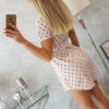Täpiline naiste lühike kleit seotava vööga - Thumbnail Image 5