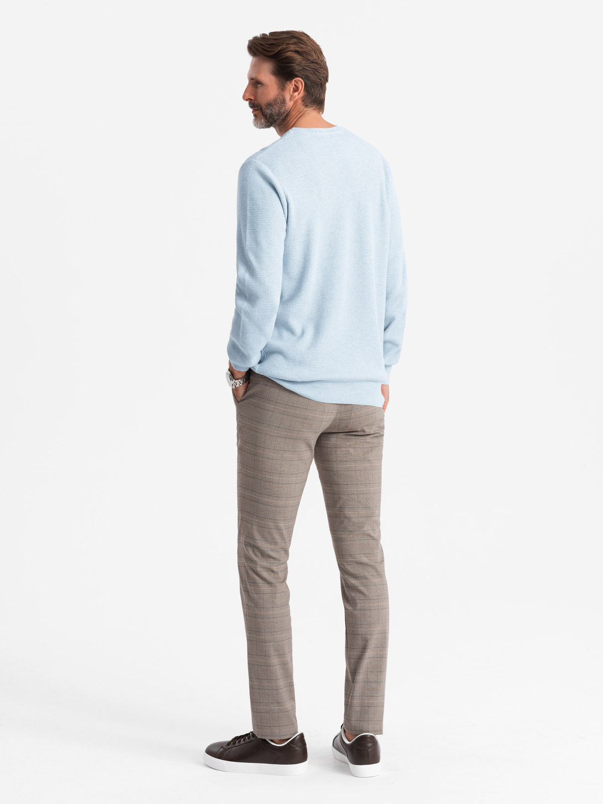 Ombre Clothing meeste kootud kampsun ümara kaelusega - Image 5