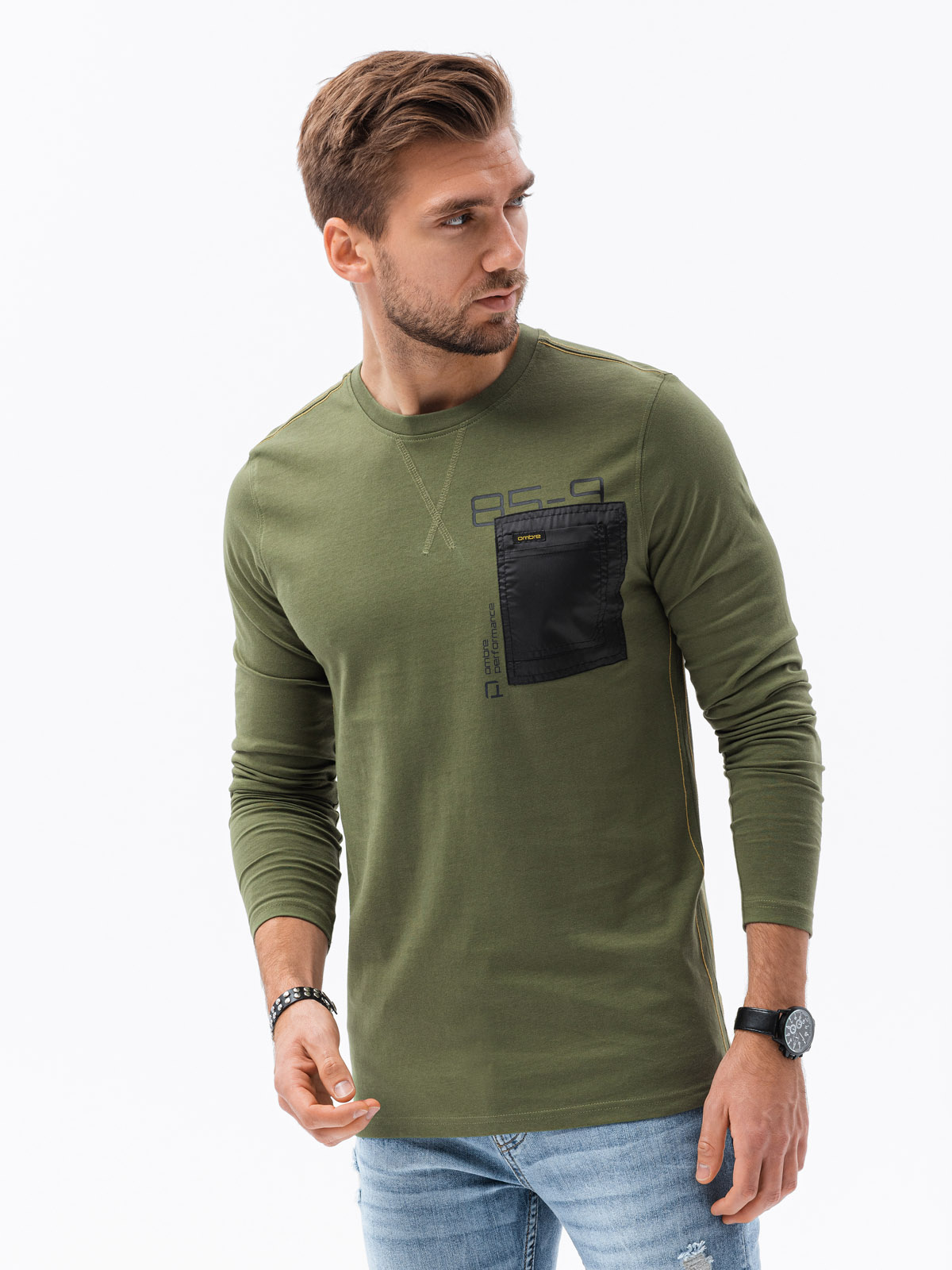 Ombre Clothing meeste pikkade varrukatega särk rinnataskuga - Image 3