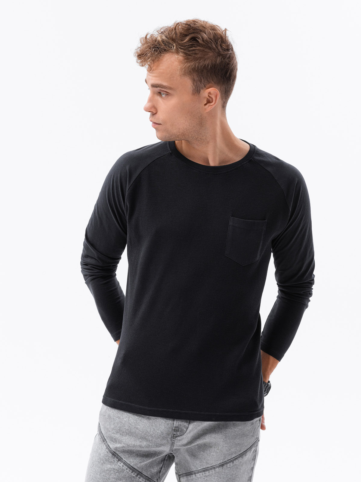 pikkade varrukatega särk l137 - must - Image 2