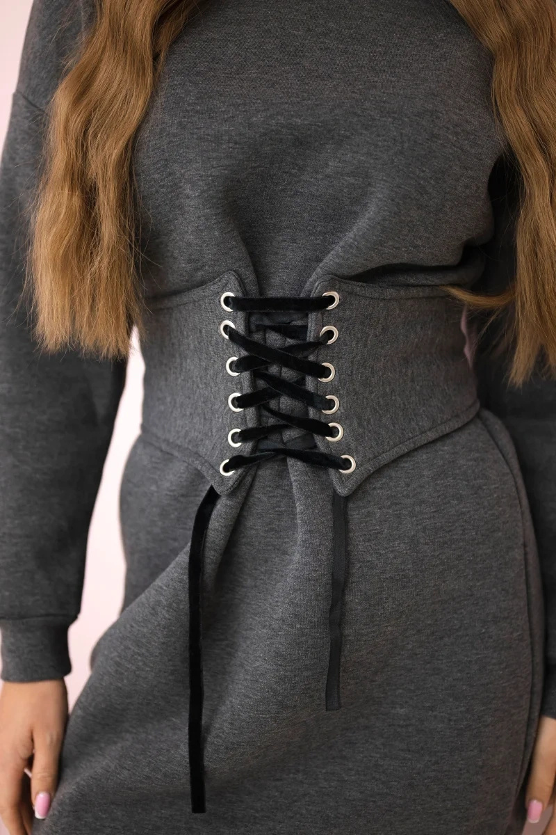 Pikkade varrukatega dresskleit seotava korsettvööga - Image 4