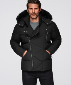 Meeste tepitud talvejakk kapuutsiga Ombre Clothing