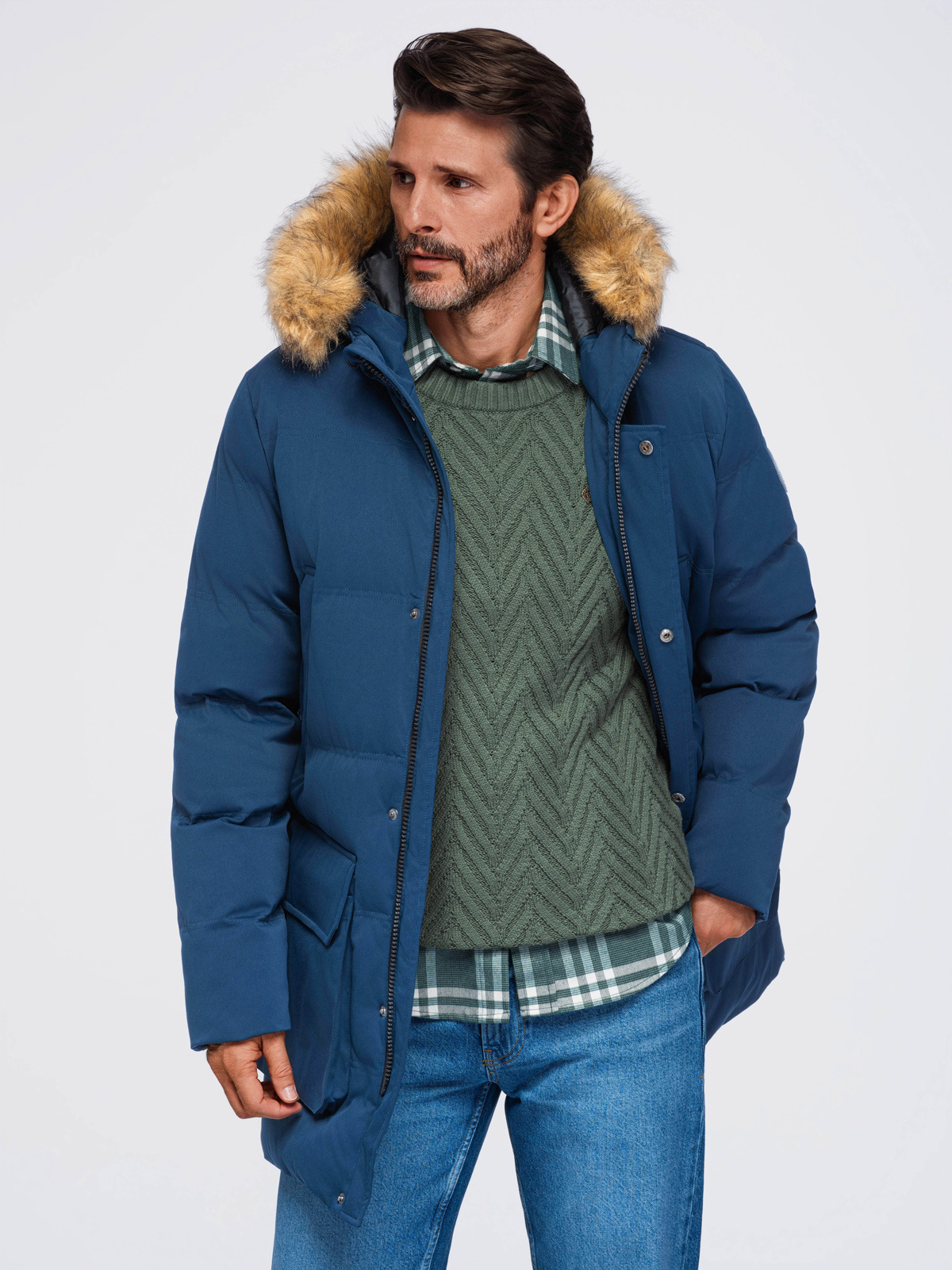 Ombre Clothing pikendatud tegumoega meeste talveparka kapuutsiga - Image 32