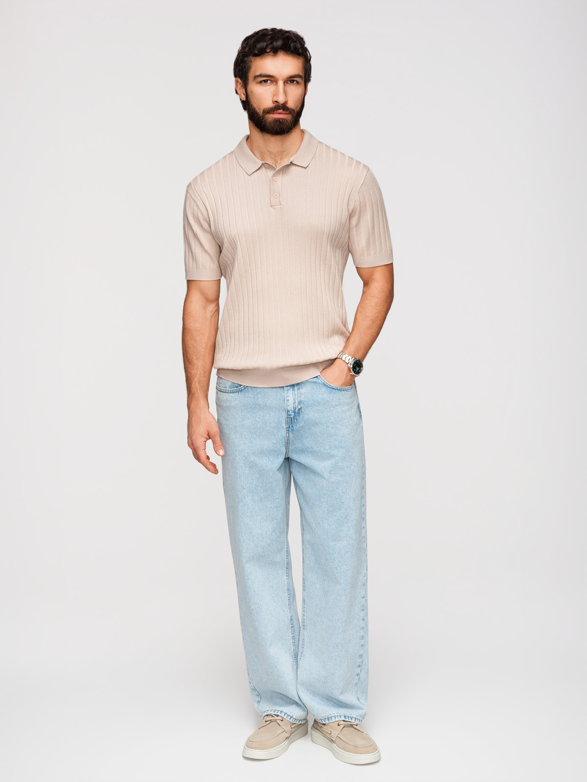 Meeste vertikaalse soonikkoega polosärk Ombre Clothing - Image 10