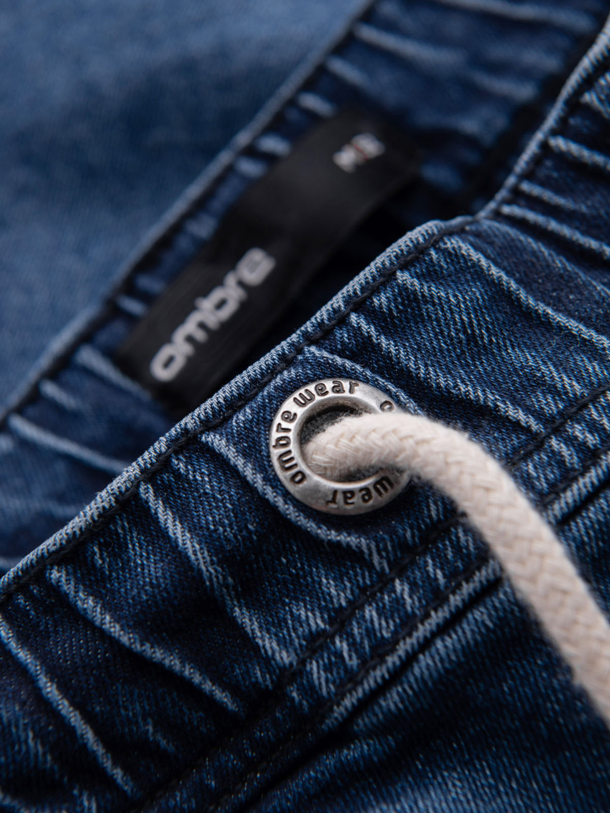 Ombre Clothing meeste teksalühikesed püksid nööriga vöökohaga - Image 17
