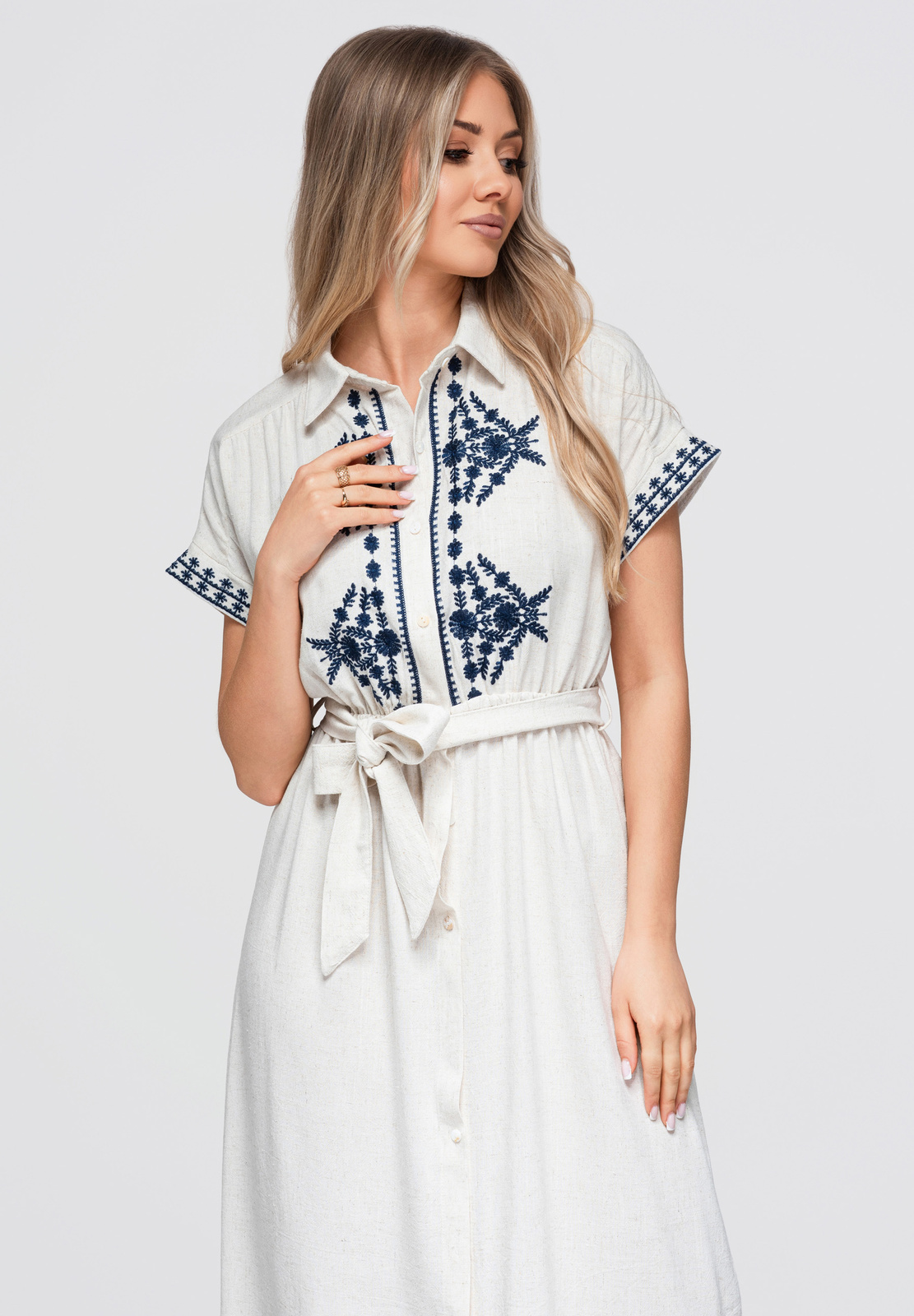 Ombre Clothing linasegune tikandiga midikleit - Image 11