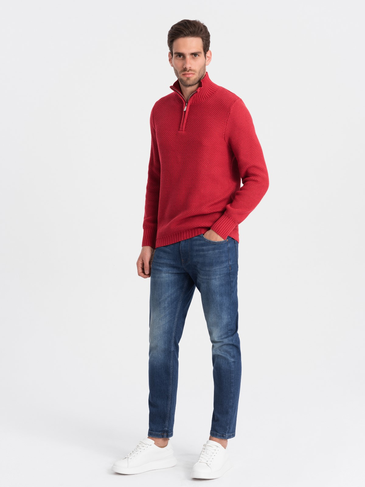 Meeste kootud kampsun püstkrae ja tõmblukuga Ombre Clothing - Image 7