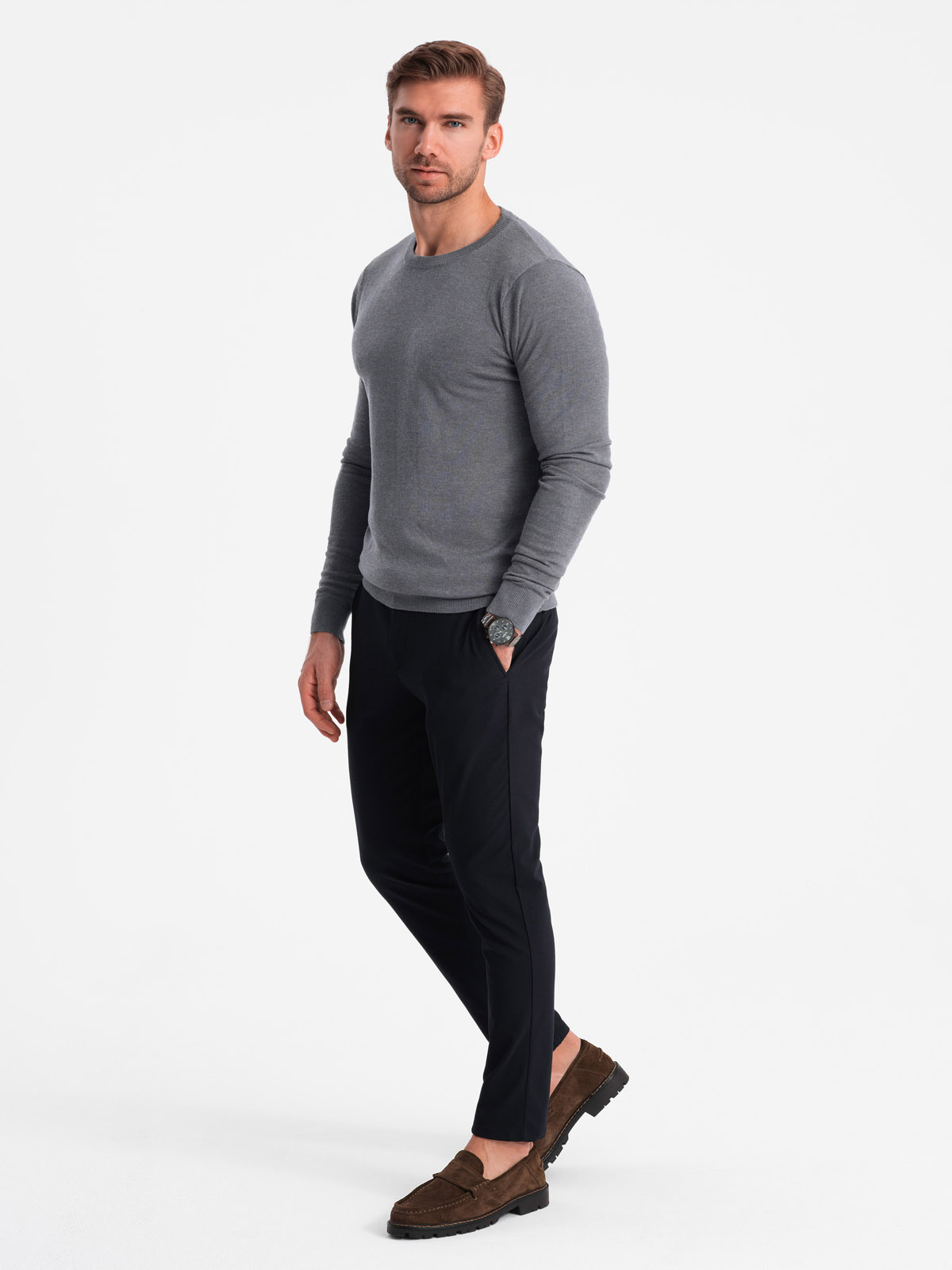 Ombre Clothing klassikaline ümara kaelusega meeste kampsun - Image 41