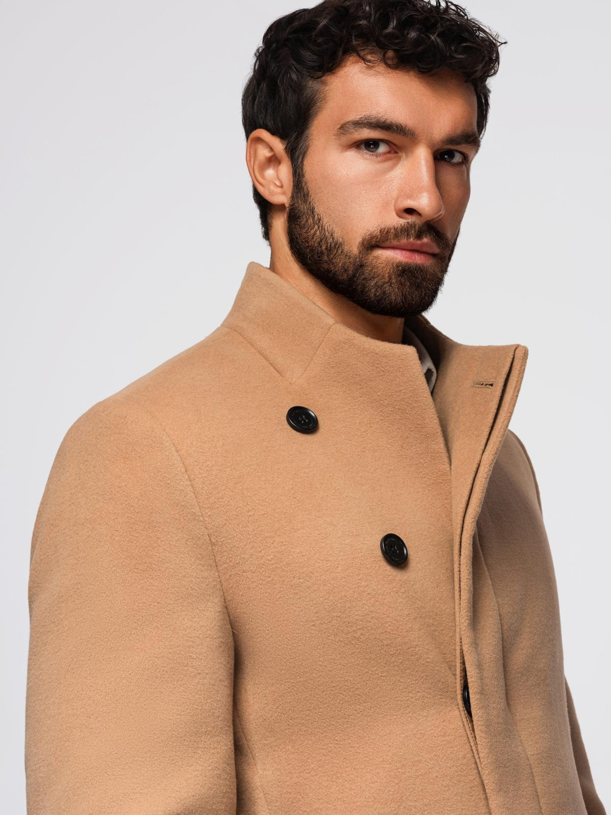 Ombre Clothing meeste poolpikk mantel püstkrae ja nööpidega - Image 30