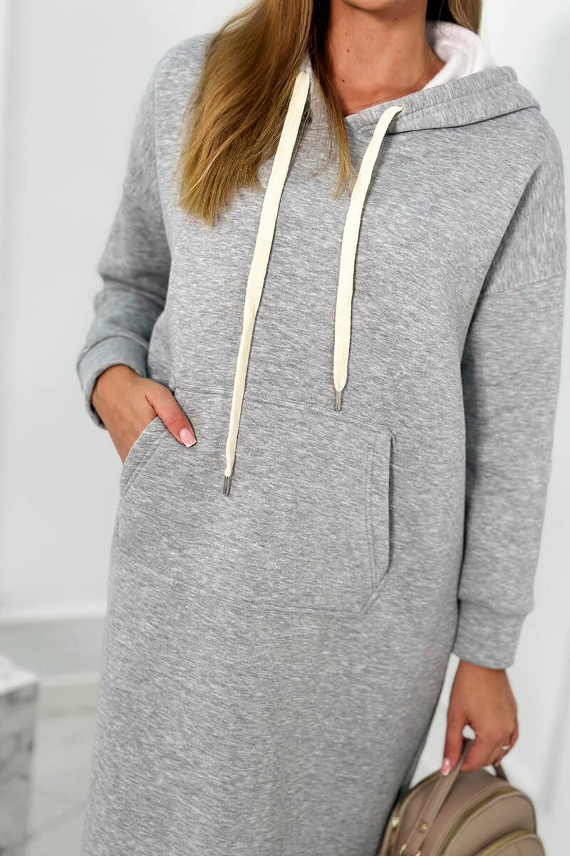 Pikk kapuutsi ja kängurutaskuga dresskleit - Image 37