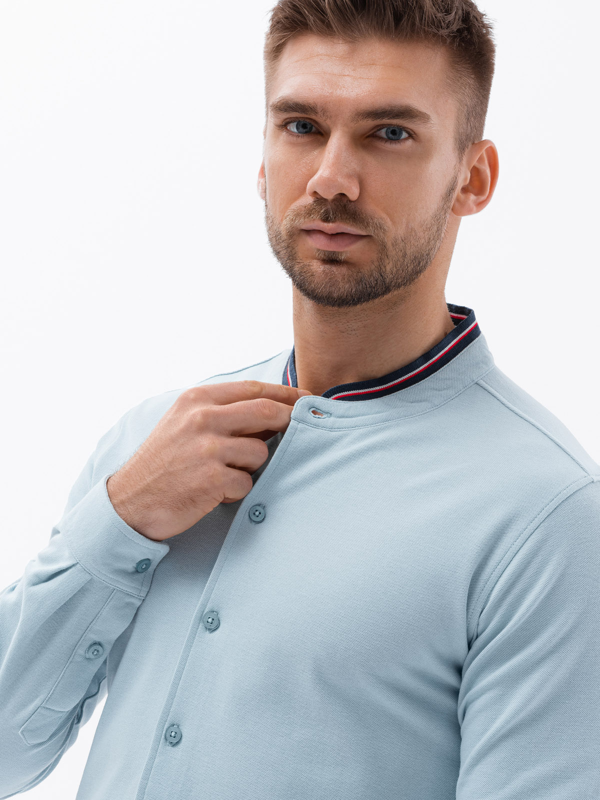 Meeste pikkade varrukatega särk püstkraega Ombre Clothing - Image 29