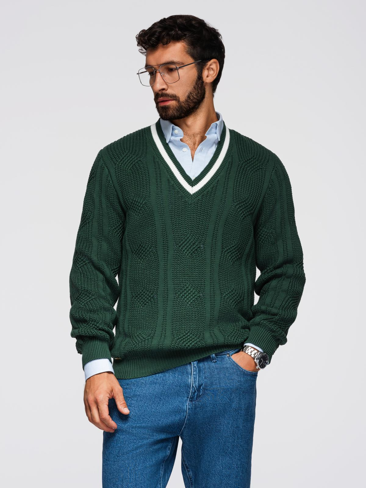 Meeste V-kaelusega kootud kampsun Ombre Clothing - Image 16