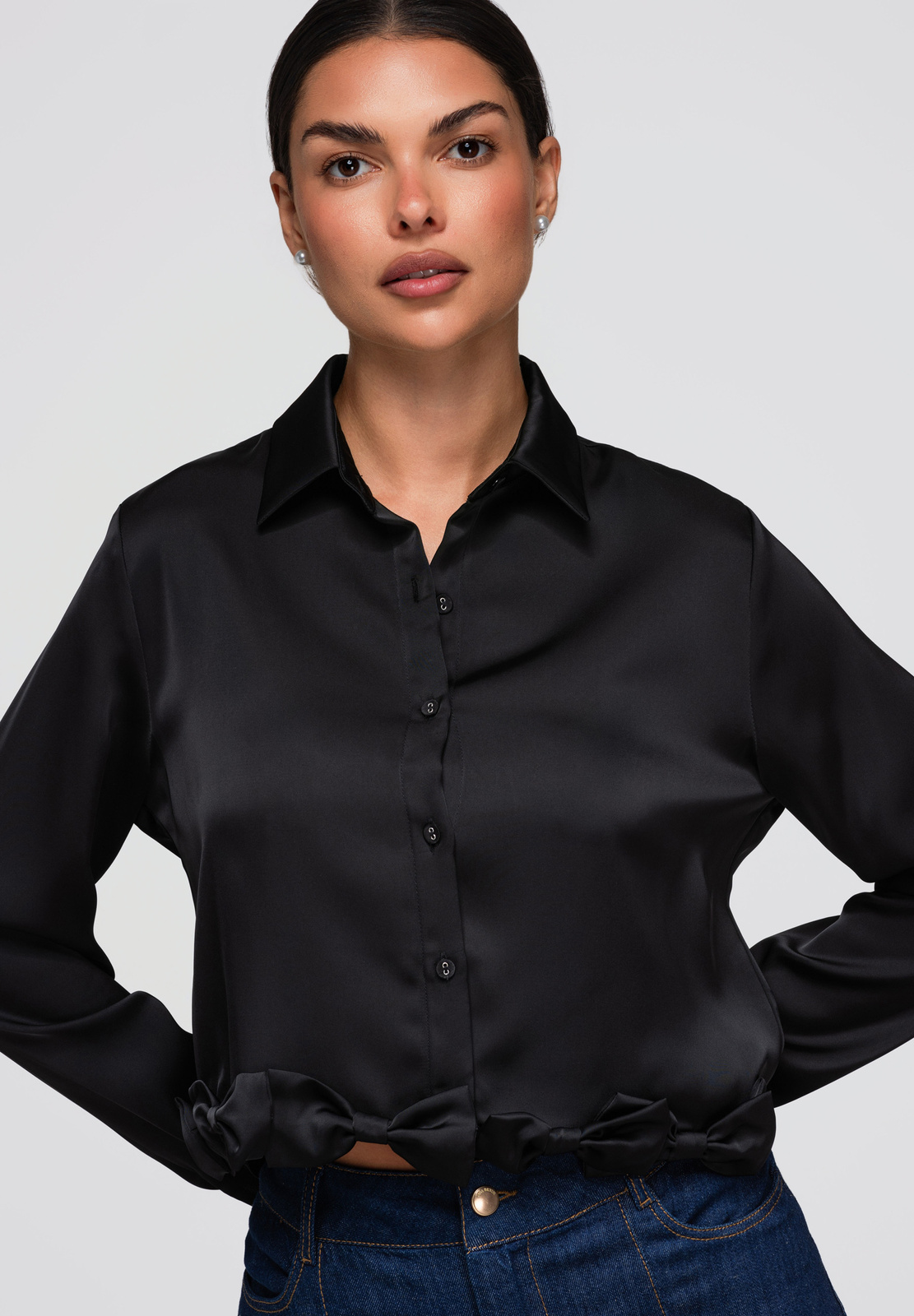 Lühike naiste triiksärk lipsukestega Ombre Clothing - Image 20
