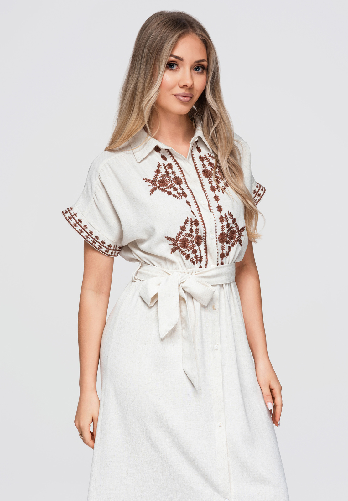 Ombre Clothing linasegune tikandiga midikleit - Image 2