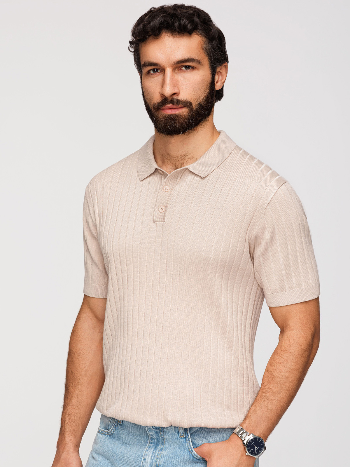 Meeste vertikaalse soonikkoega polosärk Ombre Clothing - Image 9