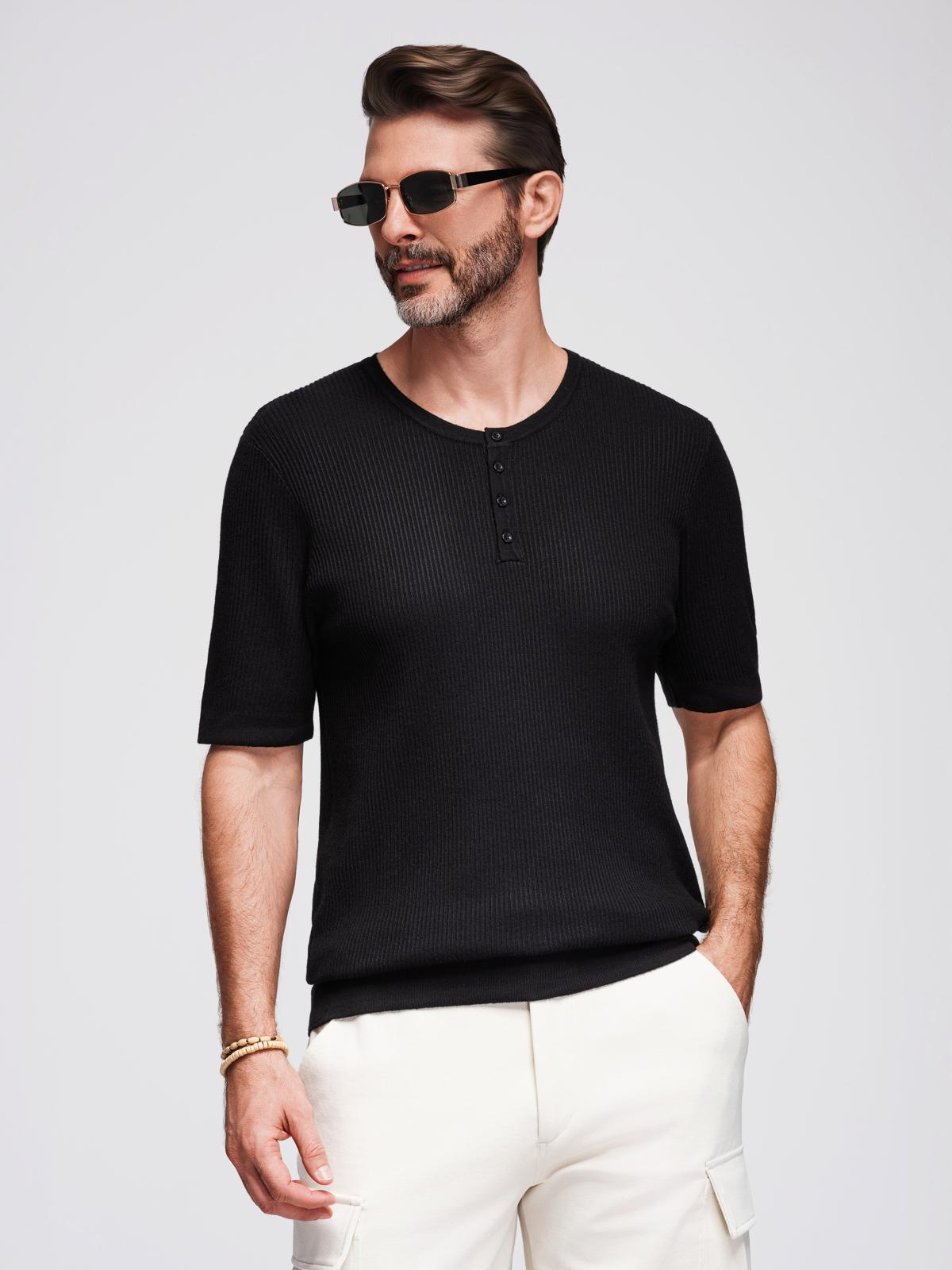 Meeste nööbitava kaelusega lühikeste varrukatega särk Ombre Clothing - Image 4