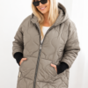 Kesi kapuutsiga tepitud naiste talvejope Plus Size - Thumbnail Image 1