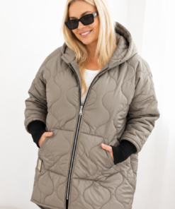 Kesi kapuutsiga tepitud naiste talvejope Plus Size