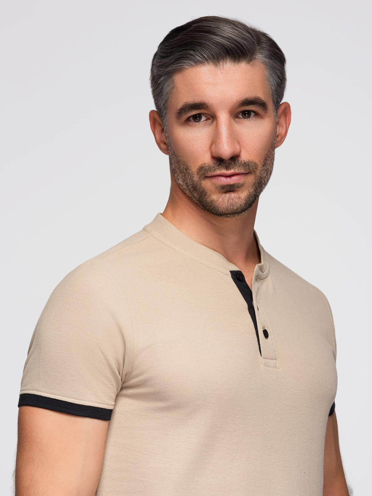 Meeste püstkrae ja nööpidega polosärk Ombre Clothing - Image 31