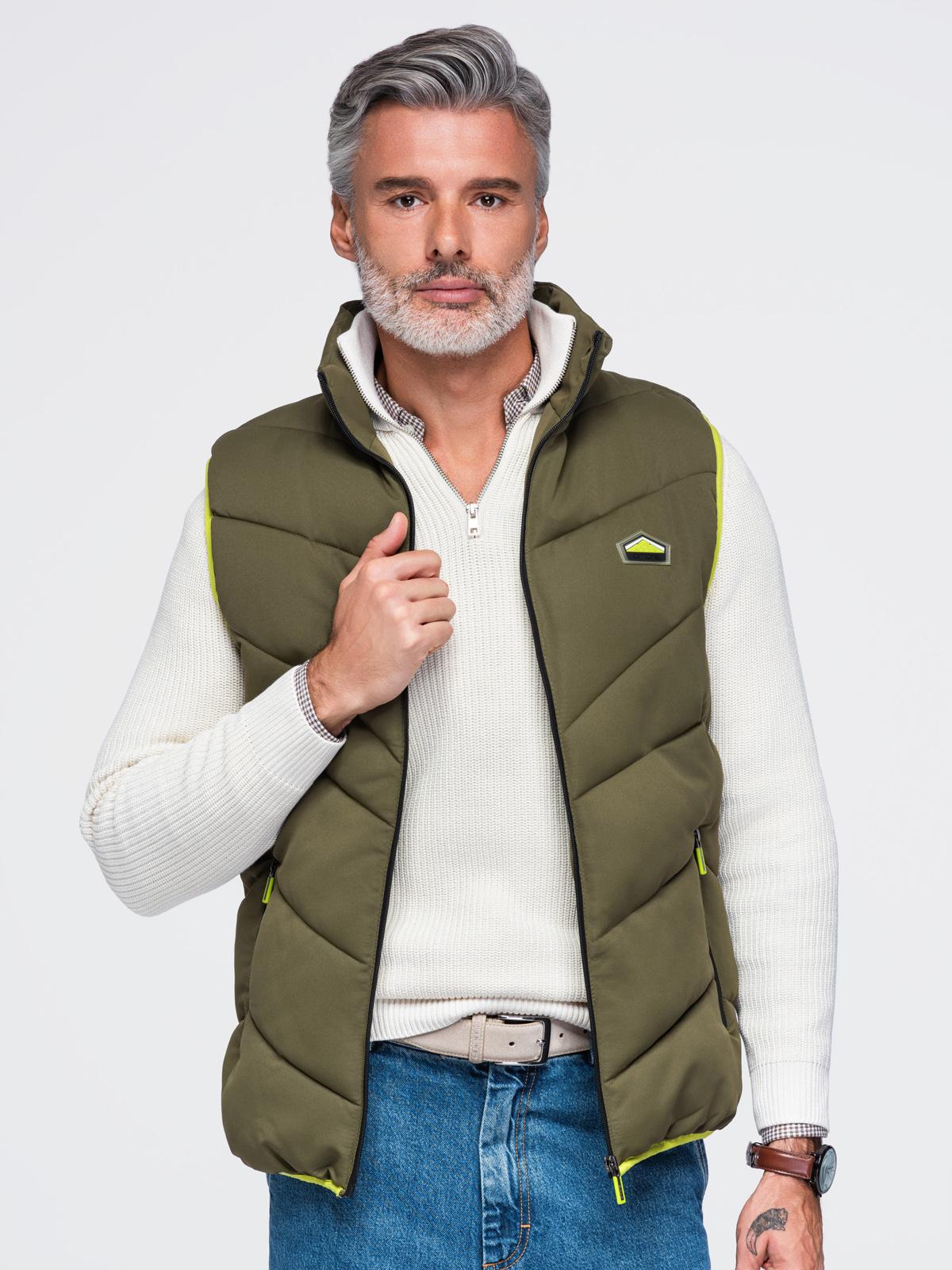 Meeste tepitud vest püstkrae ja tõmblukuga taskutega Ombre Clothing - Image 4