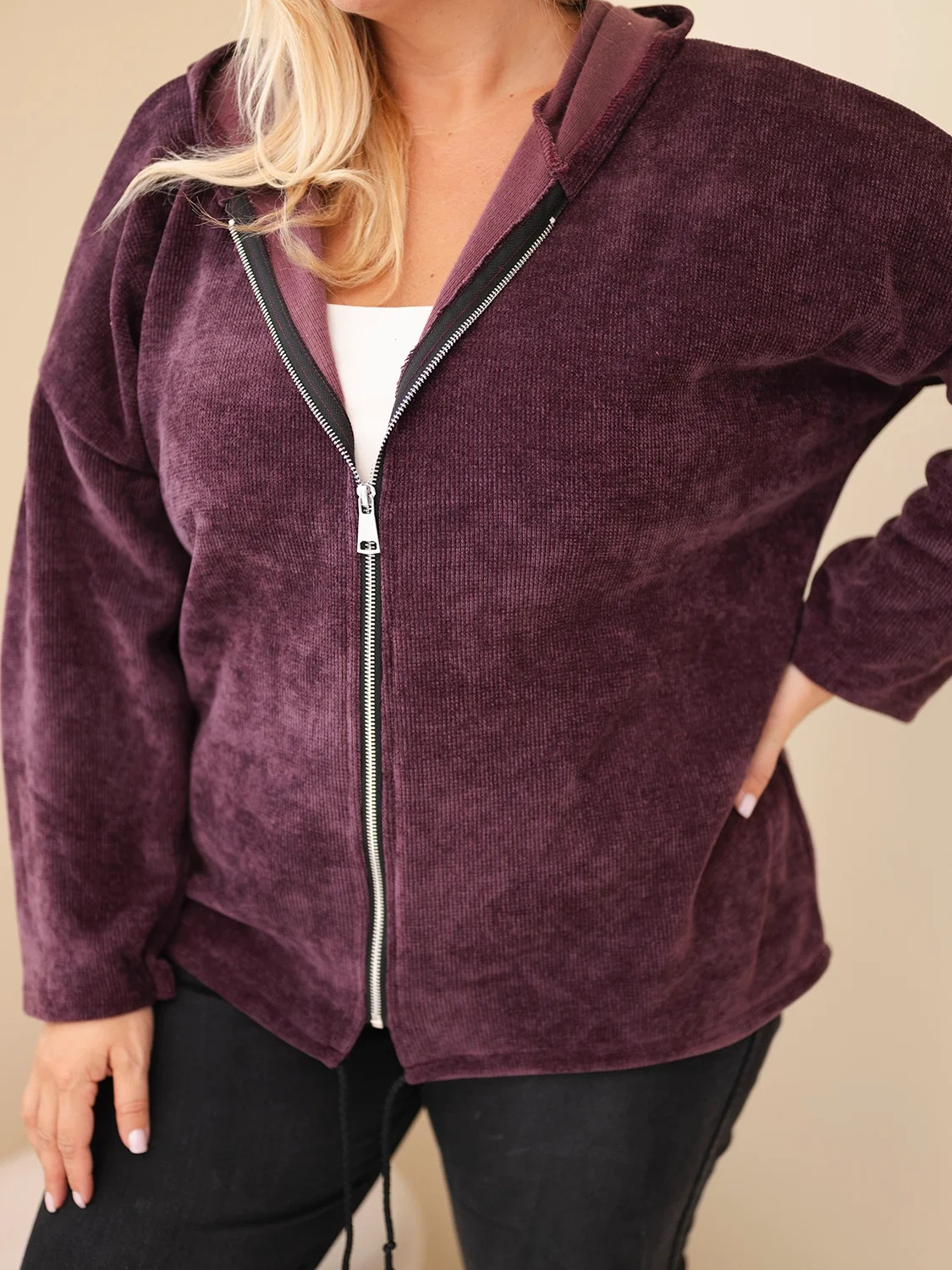 Naiste sametine lukuga kapuutsiga pusa Kesi Plus Size - Image 55