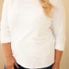 Naiste plus-size puuvillane pikkade varrukatega pusa pitsdetailiga - Thumbnail Image 45