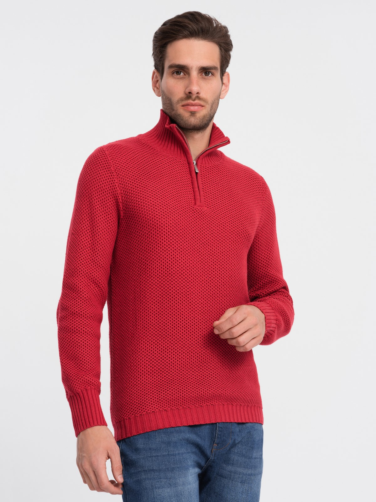 Meeste kootud kampsun püstkrae ja tõmblukuga Ombre Clothing - Image 10