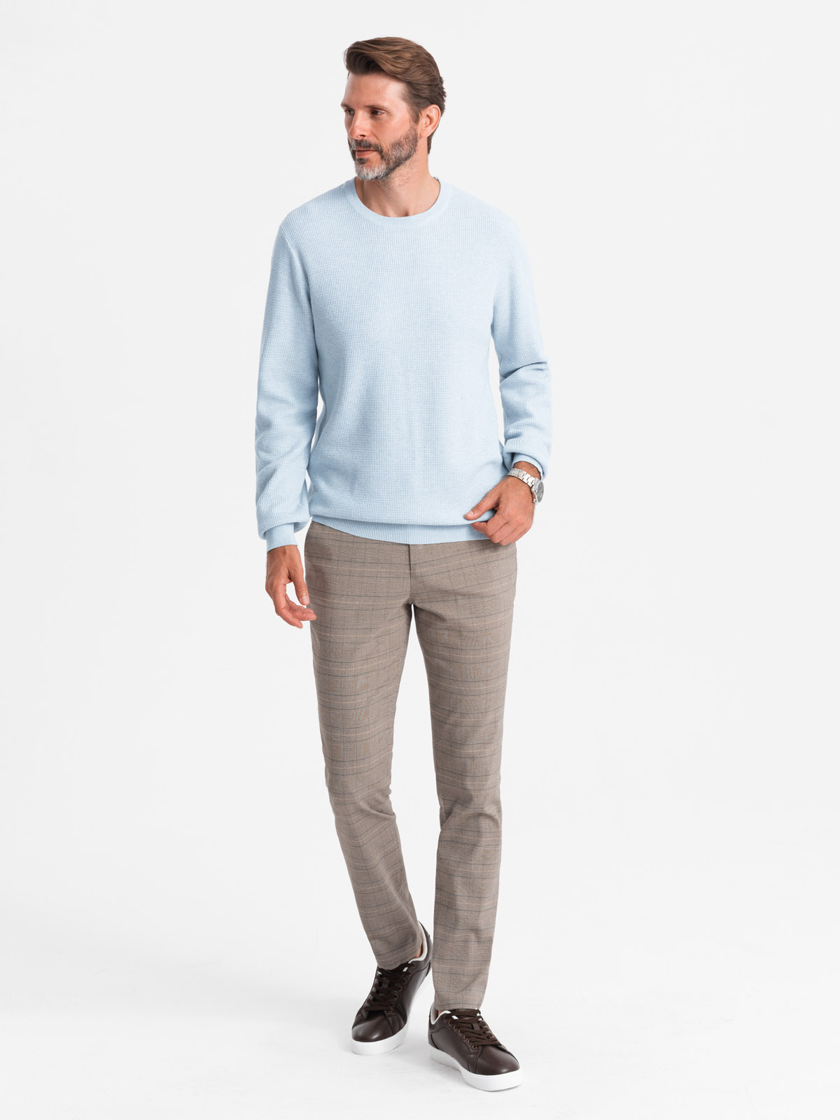 Ombre Clothing meeste kootud kampsun ümara kaelusega - Image 4