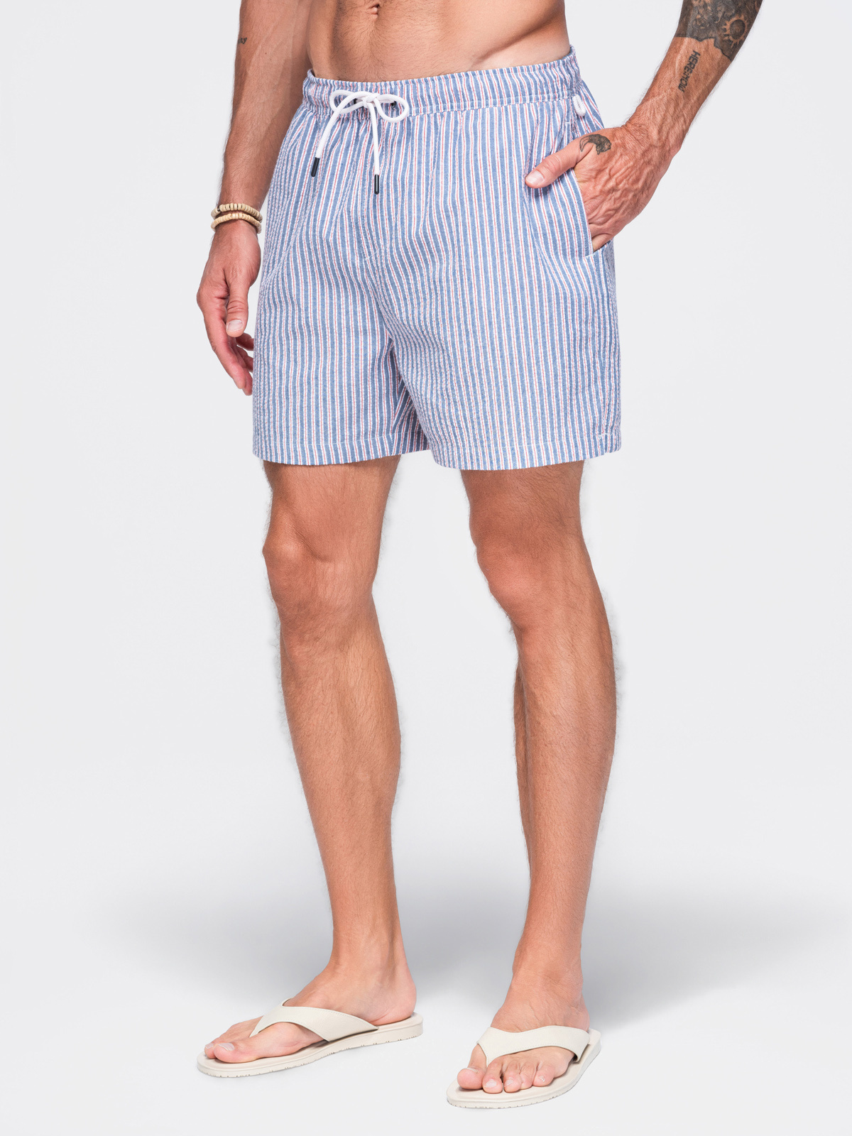 Meeste triibulised ujumispüksid Ombre Clothing seersucker-kangast - Image 2