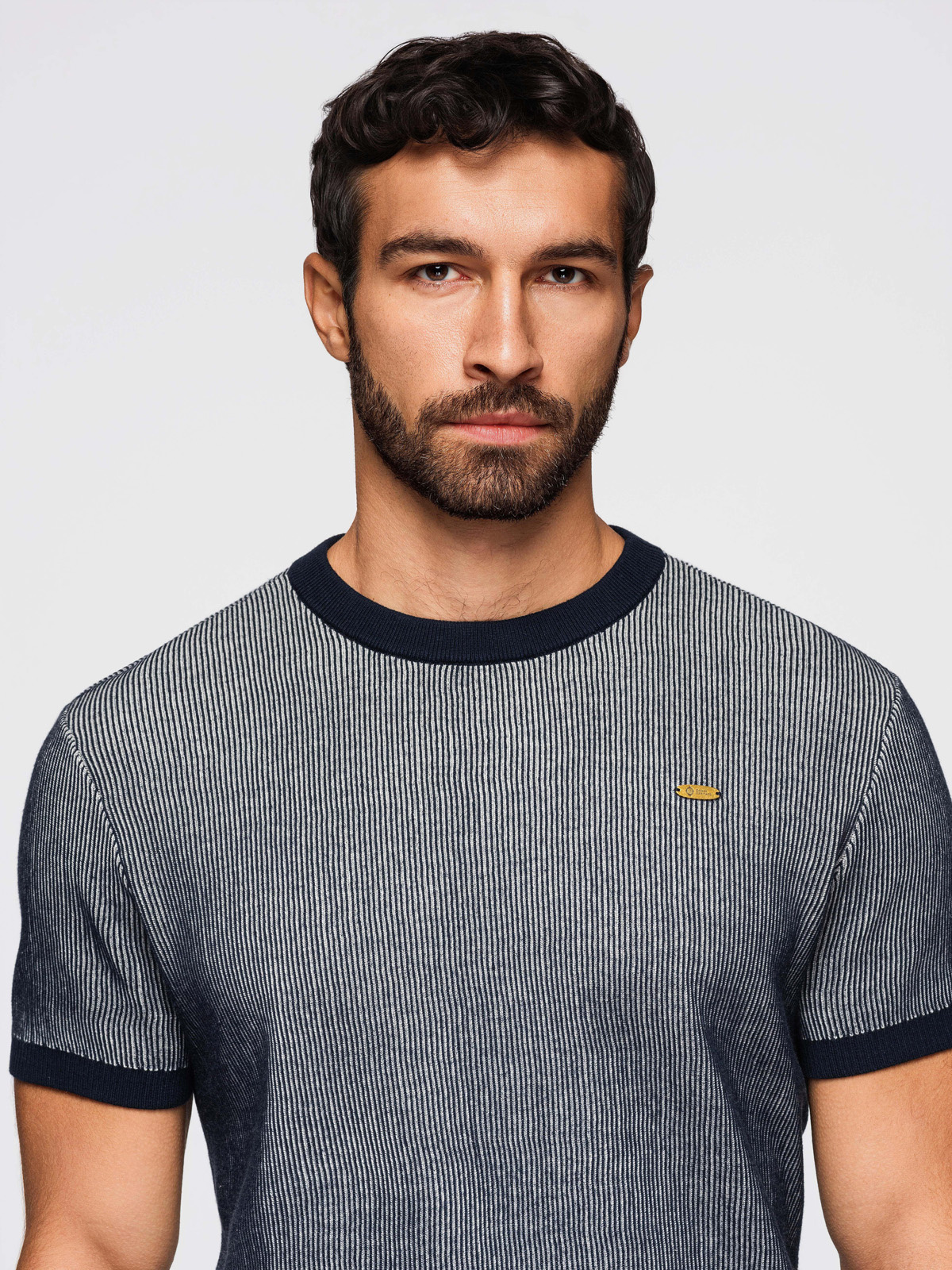Meeste struktuurne kootud puuvillane T-särk Ombre Clothing - Image 10