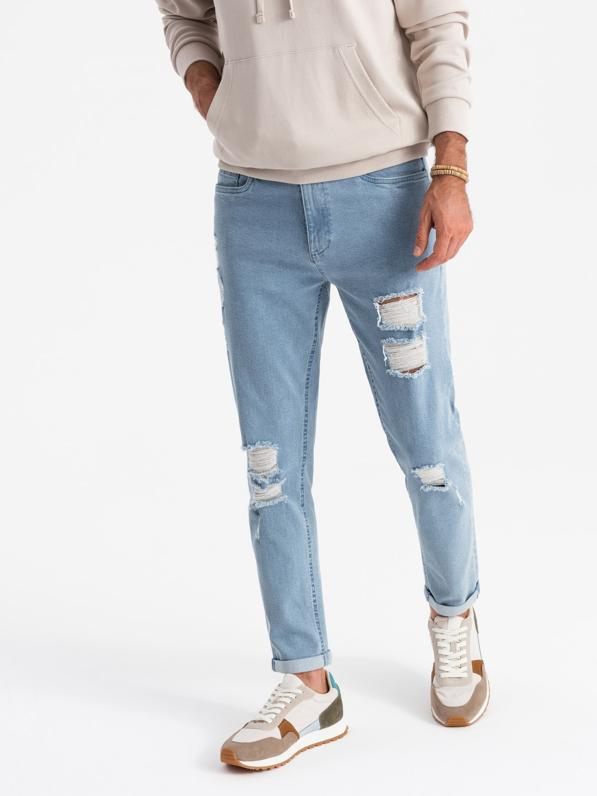Ombre Clothing meeste teksapüksid rebenenud detailidega - Image 1