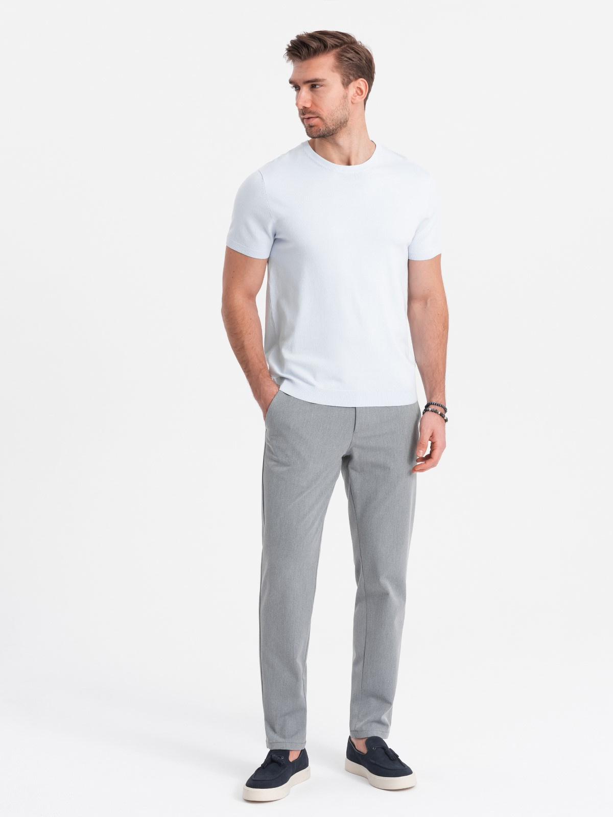 elegantsed klassikalise lõikega meeste chino püksid - helehall v1 om-pacp-0191 - Image 2