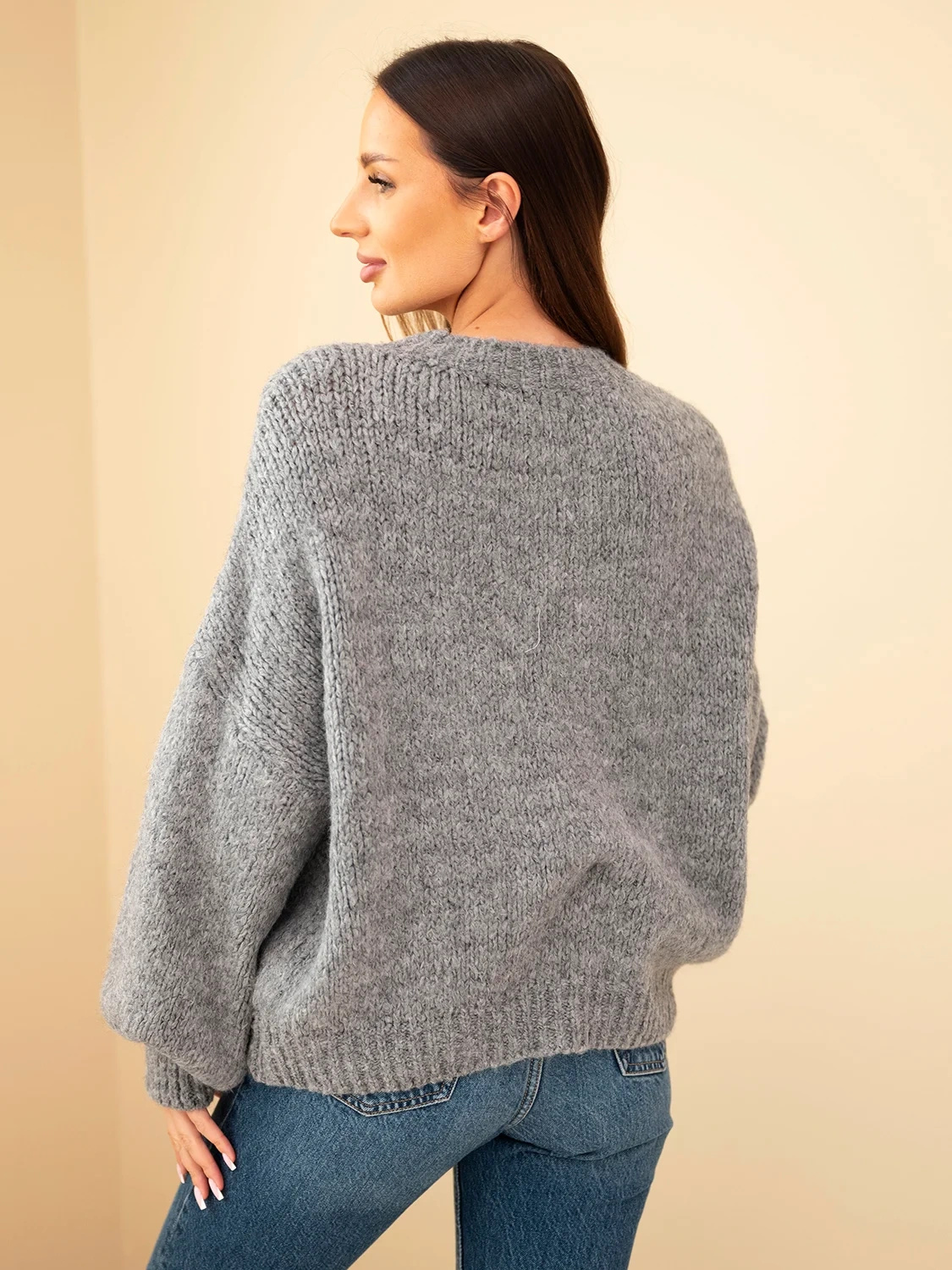 Naiste oversize-kampsun ümara kaeluse ja soonikkoes äärtega Kesi - Image 35