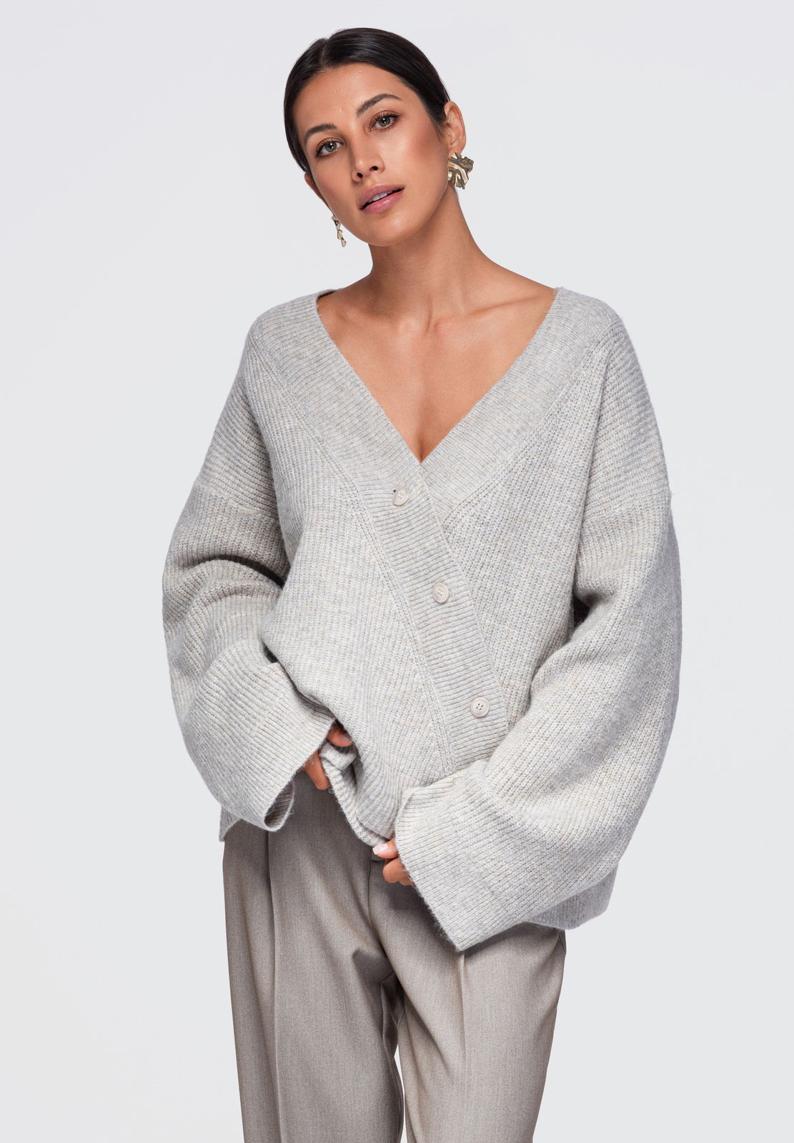 Ombre Clothing naiste asümmeetriline nööpidega kampsun - Image 7