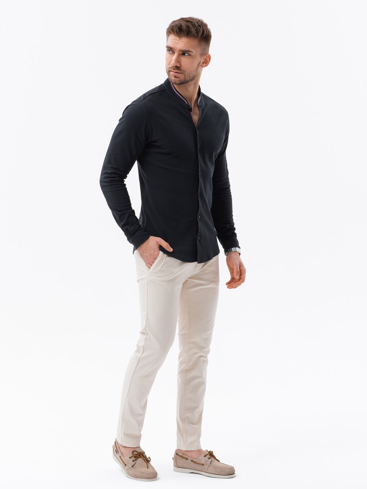 Meeste pikkade varrukatega särk püstkraega Ombre Clothing - Image 11
