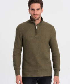 Meeste kootud kampsun püstkrae ja tõmblukuga Ombre Clothing