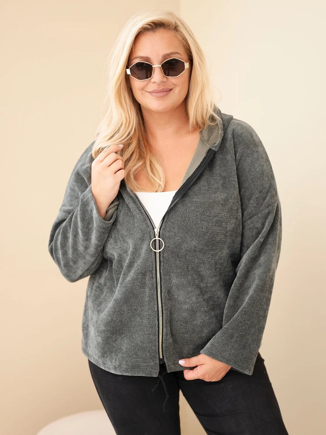 Naiste sametine lukuga kapuutsiga pusa Kesi Plus Size - Image 56