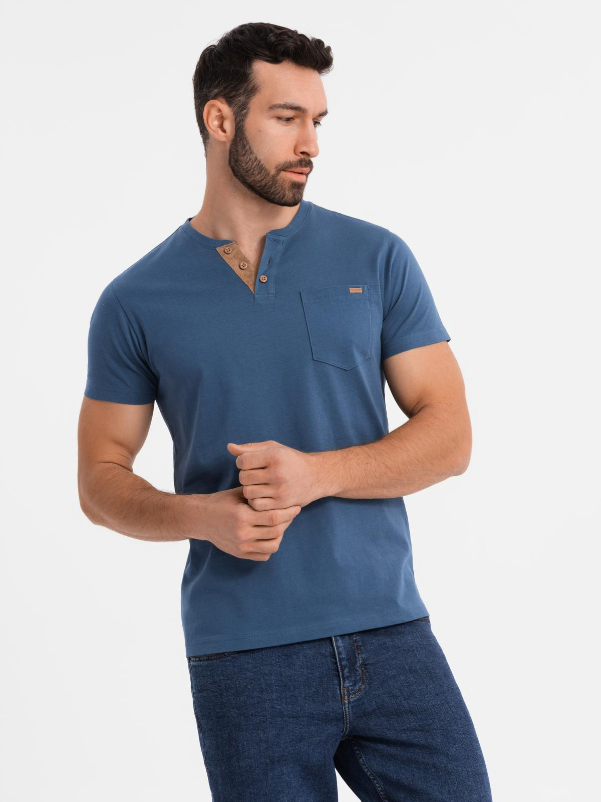 Meeste puuvillane Henley T-särk rinnataskuga Ombre Clothing - Image 4