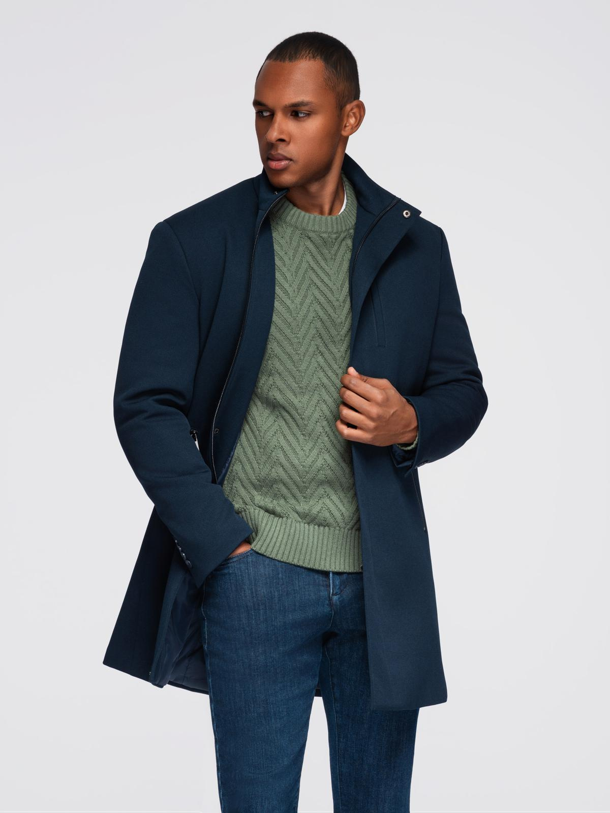 Meeste mantel püstkrae ja peidetud nööpkinnitusega Ombre Clothing - Image 16