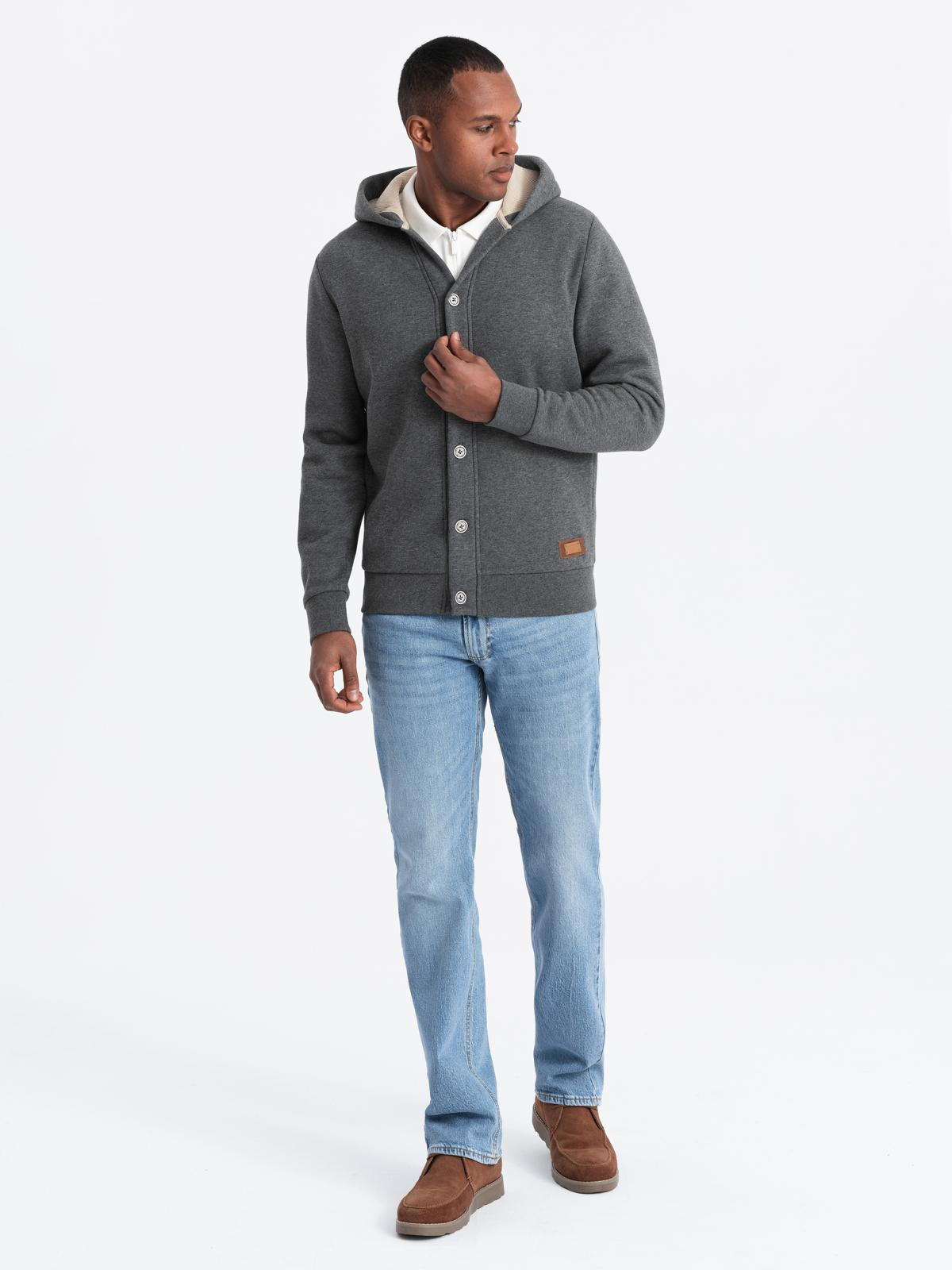 Meeste nööpidega kapuutsiga pusa Ombre Clothing - Image 4