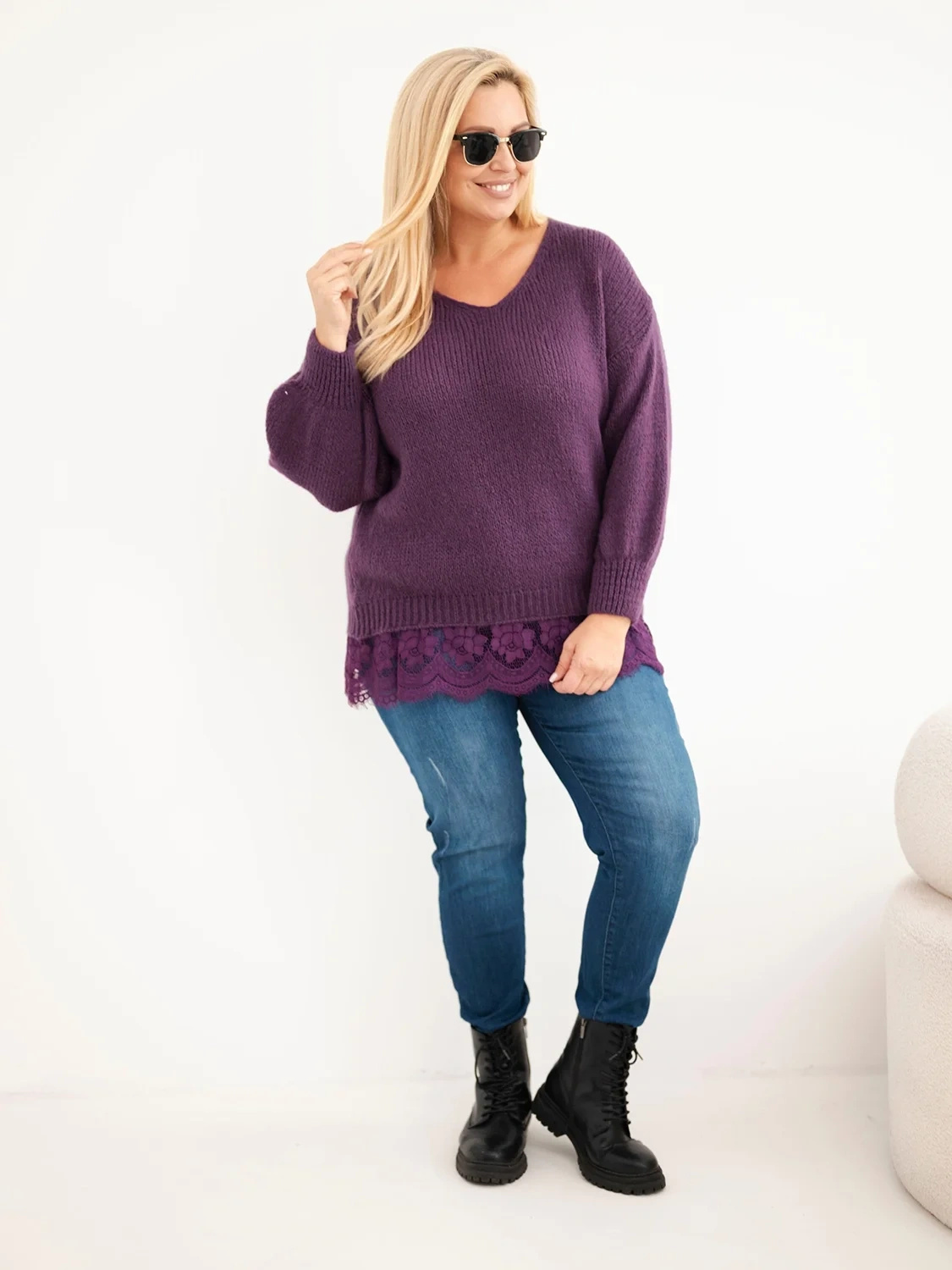 Naiste plus-size kampsun pitsäärega - Image 42