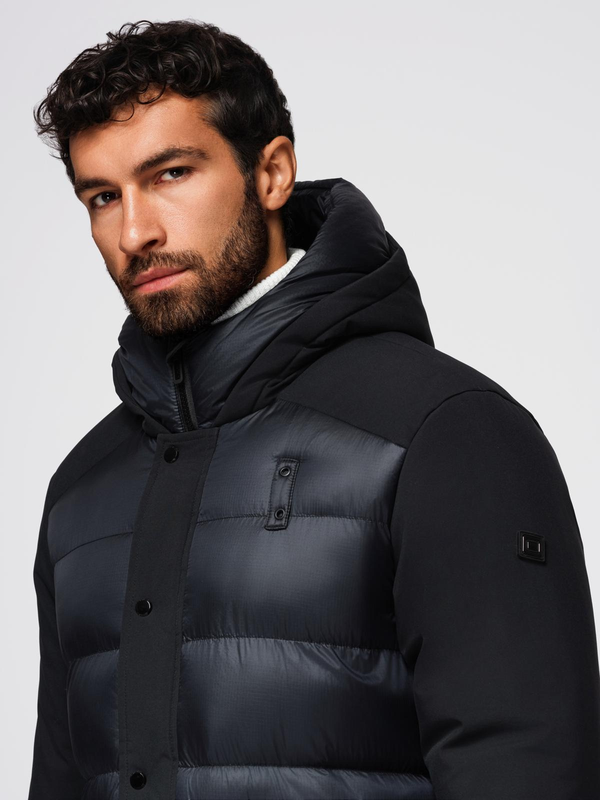 Meeste kapuutsiga tepitud pikem jope Ombre Clothing - Image 2