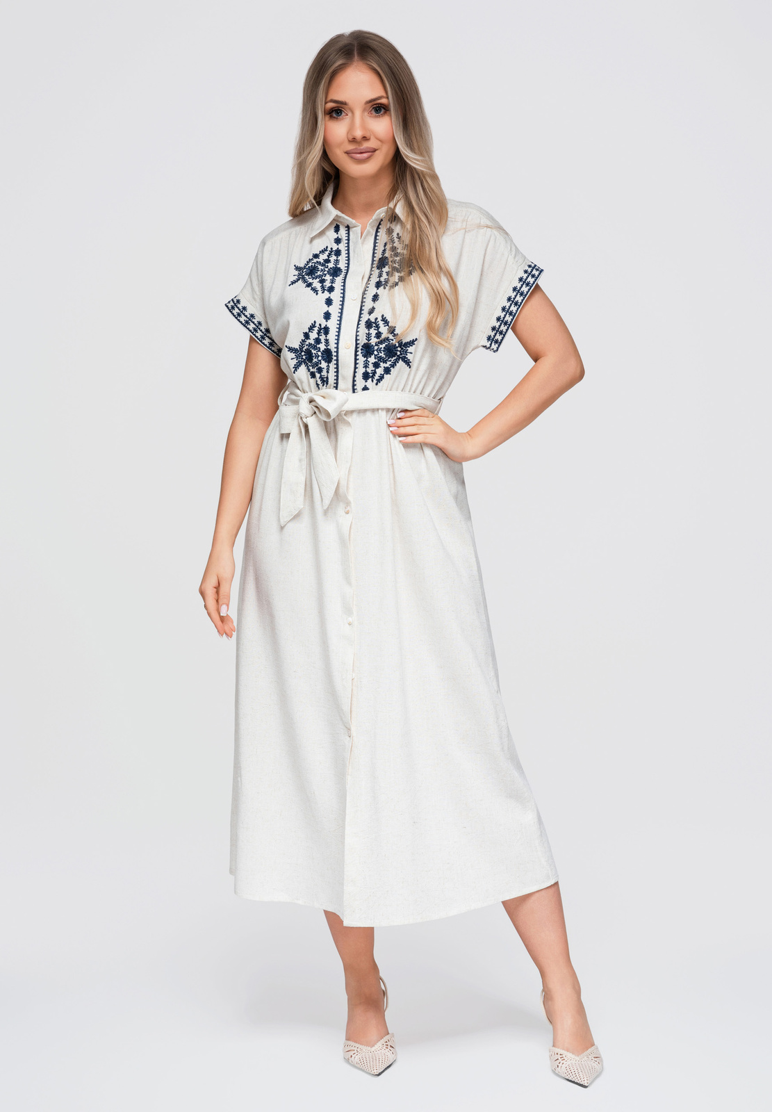 Ombre Clothing linasegune tikandiga midikleit - Image 9